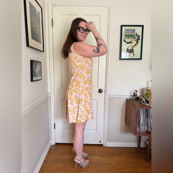 60s Vintage Carol Brent Floral Pastel Split Skirt Romper - Picture 2 of 9